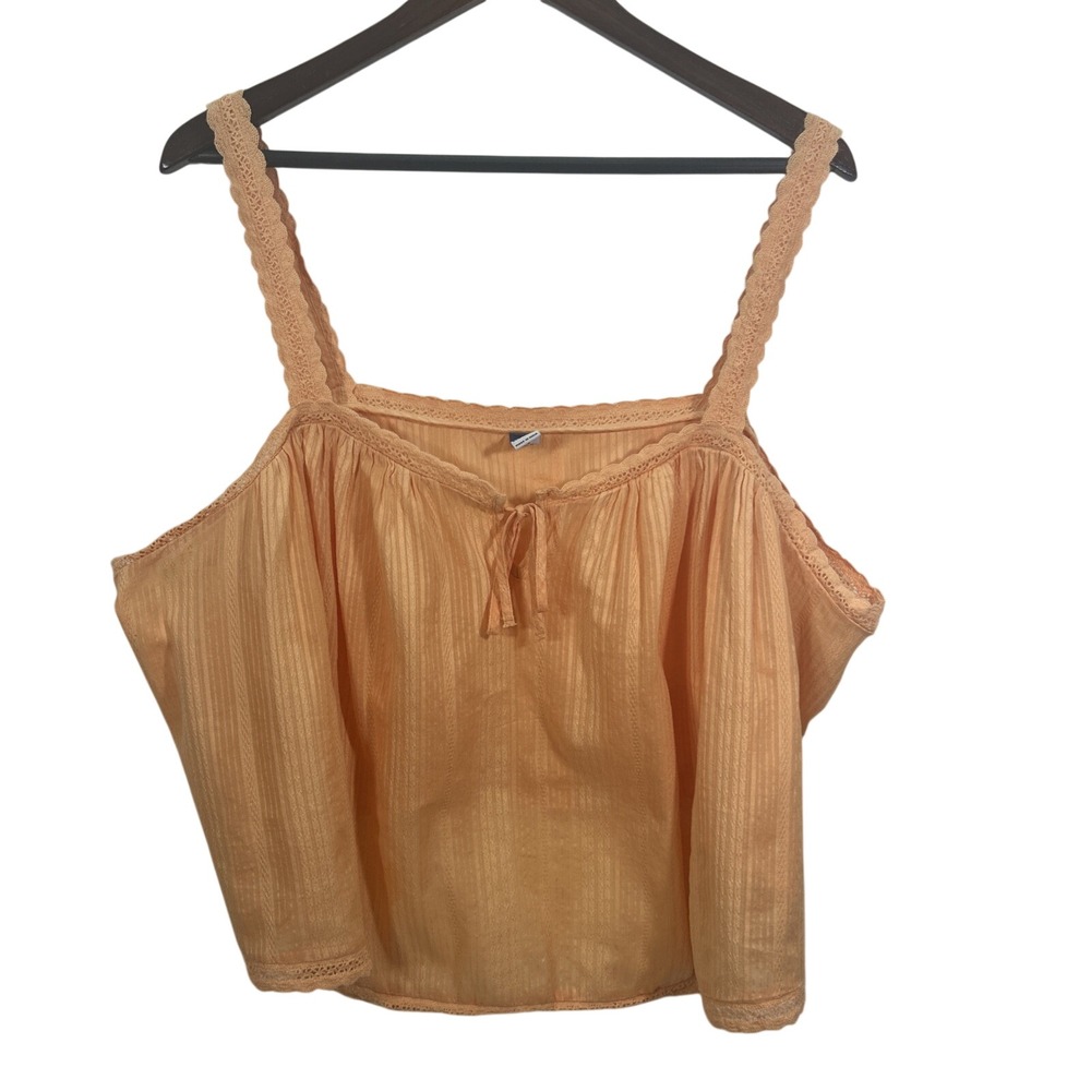 Old Navy Women 3X Orange Dobby Top Sleeveless Textured New Tags 100% Cotton